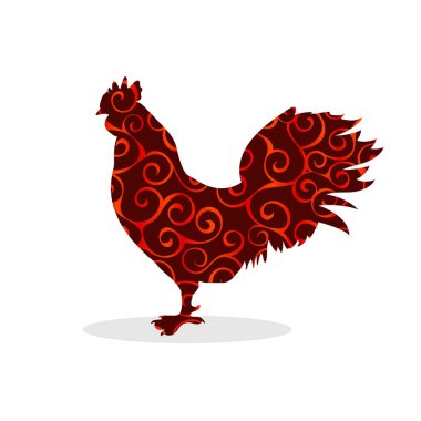 Vintage siluet desen kuş horoz