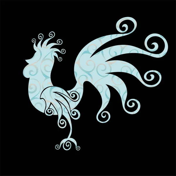Cock Vintage fabulous silhouette pattern bird — Stock Vector