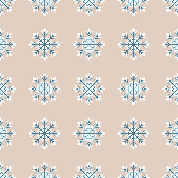 Noël flocons de neige fond sans couture . — Image vectorielle