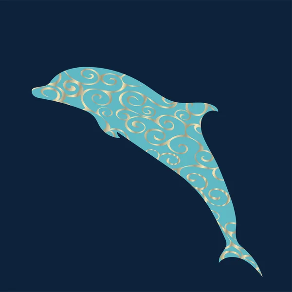 Dolphin sea animal silhouette . — Stock Vector