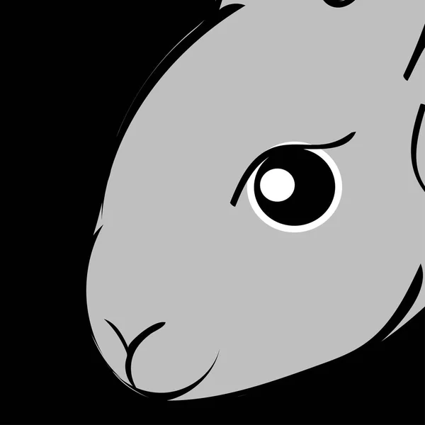 Grey easter rabbit black background Animal — Stock Vector