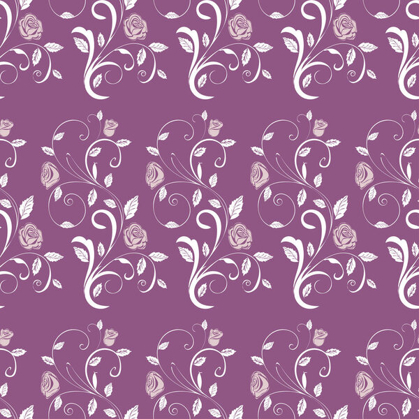 Retro seamless pattern branches roses.