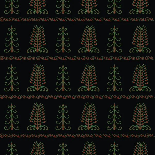 Kerst bomen vintage naadloze patroon. — Stockvector
