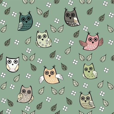 Baykuş vektör Dikişsiz desen bırakır. Vektör baykuş. Hayvan ve kuş