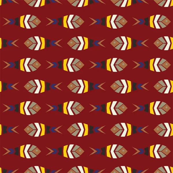 Bandada de peces mosaico patrón sin costura — Vector de stock
