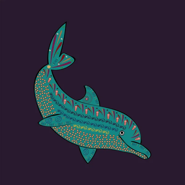 Силуэт орнамента дельфинов . — стоковый вектор