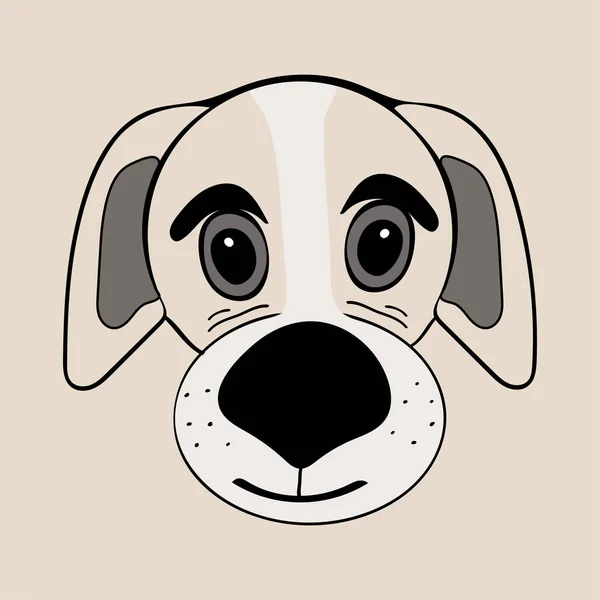 Chiot mignon drôle de tête de chien de dessin animé — Image vectorielle