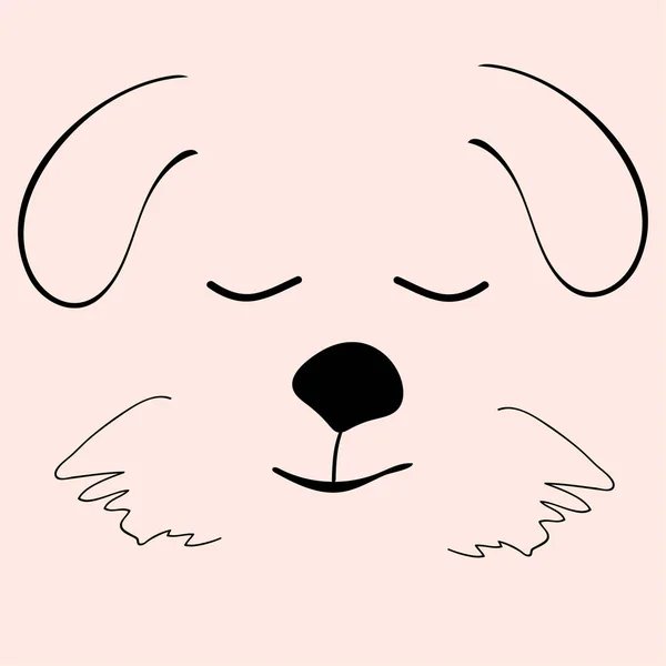 Puppy sleep cute funny cartoon dog head — Stock Vector