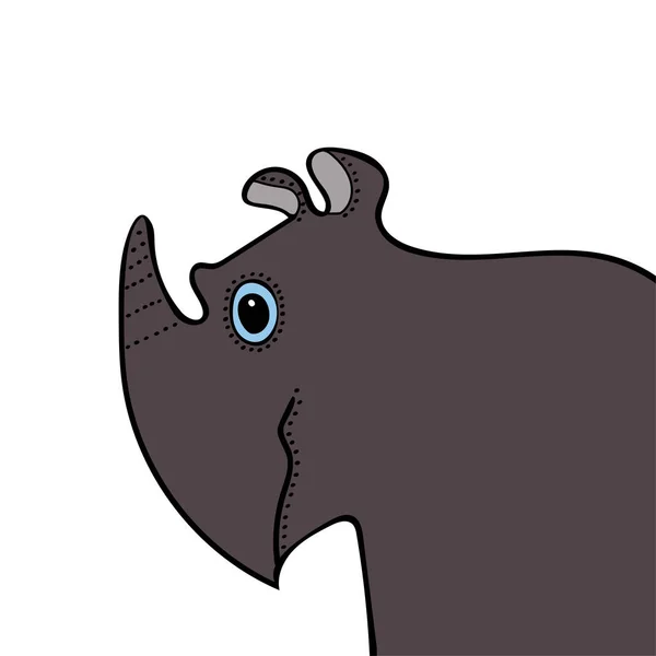 Rhino bonito engraçado cartoon cabeça — Vetor de Stock