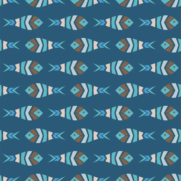 Rebanho de peixes mosaico sem costura padrão —  Vetores de Stock