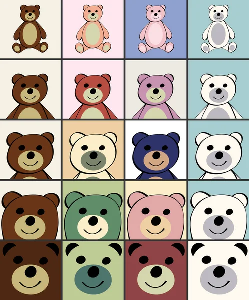 Ursos Engraçado desenho animado animal brinquedo . —  Vetores de Stock