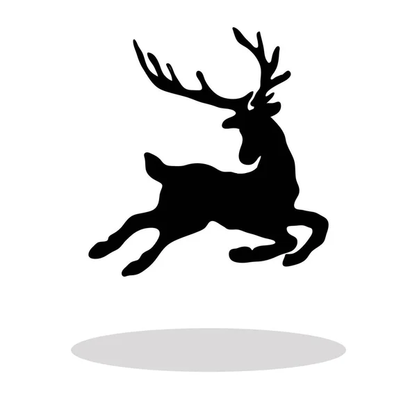 Black silhouette Christmas Reindeer white background — Stock Vector