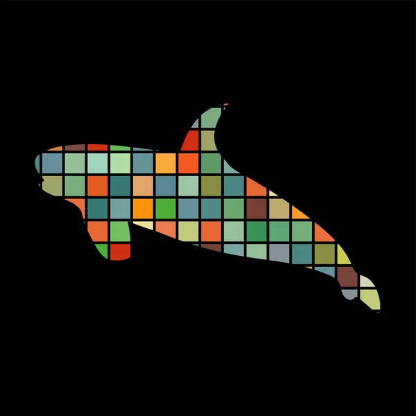 Tiburón predato color silueta animal — Archivo Imágenes Vectoriales