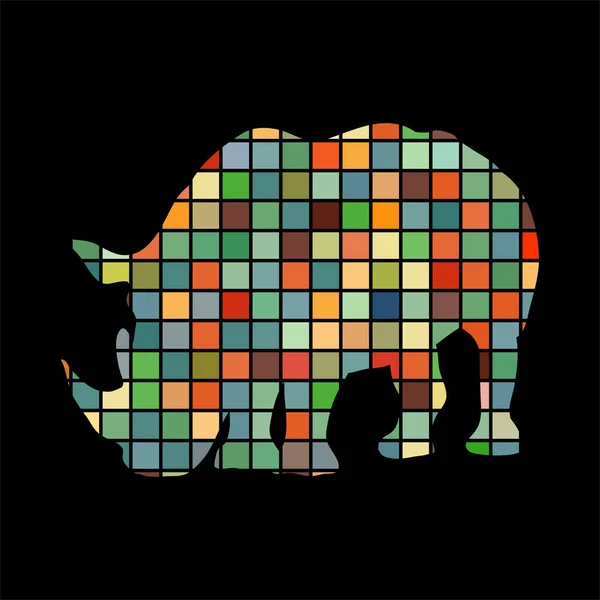 Rhinoceros mammal color silhouette animal — Stock Vector