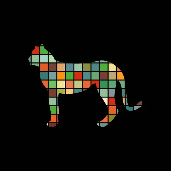猎豹野猫颜色剪影动物 — 图库矢量图片