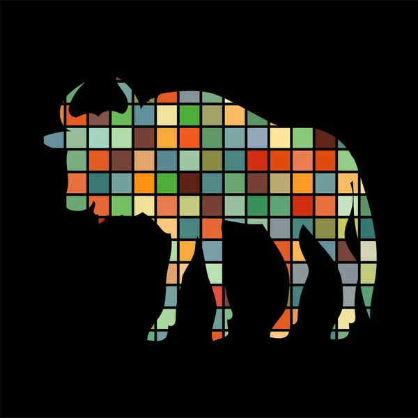 Pakoně antilopa savec barevný silueta zvířete — Stockový vektor