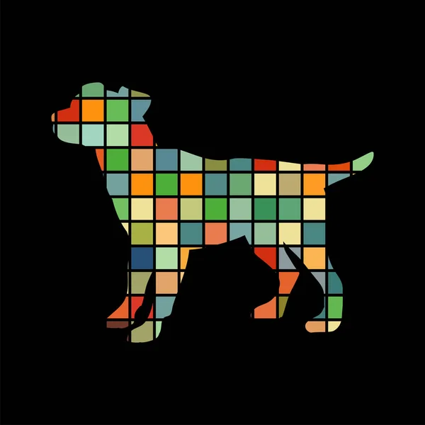 Hond pup huisdier kleur silhouet dier — Stockvector