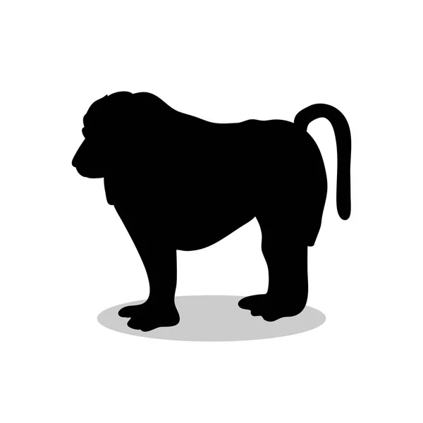 Baboon ape primate black silhouette animal — Stock Vector