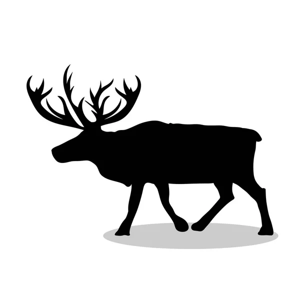 鹿北部的黑色剪影动物 — 图库矢量图片
