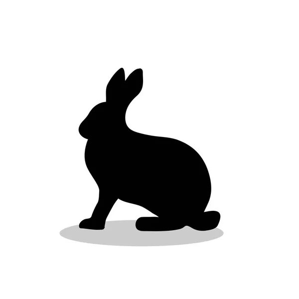 ウサギ野生の黒シルエット動物 — ストックベクタ