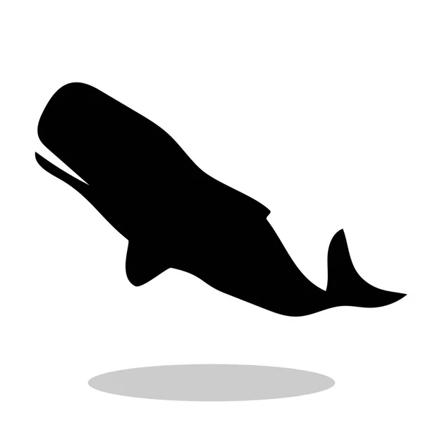 Whale undersea black silhouette animal — Stock Vector