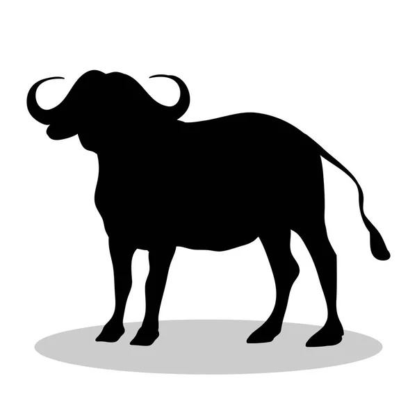 Bison θηλαστικό ζώο μαύρη σιλουέτα — Διανυσματικό Αρχείο