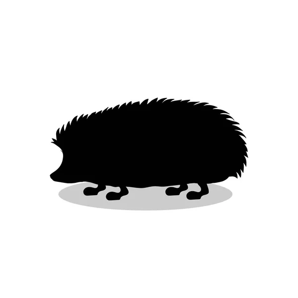 Hedgehog fauna selvatica nero silhouette animale — Vettoriale Stock