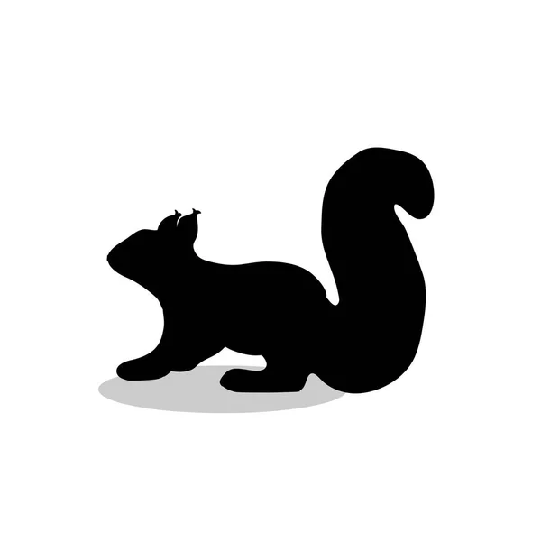 Esquilo roedor mamífero preto silhueta animal — Vetor de Stock