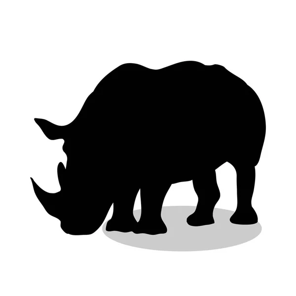 Rinoceronte mamífero silhueta negra animal — Vetor de Stock