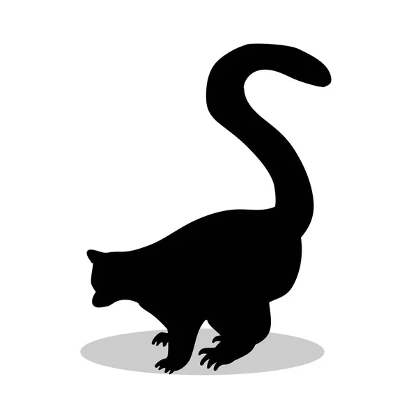 キツネザル猿霊長類黒シルエット動物 — ストックベクタ