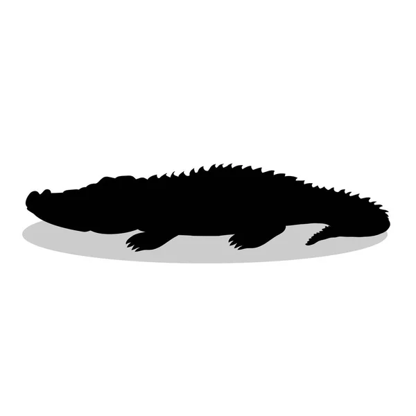Alligaattori saalistaja matelija musta siluetti eläin — vektorikuva