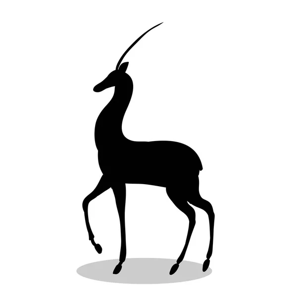Antílope mamífero silueta negra animal — Vector de stock