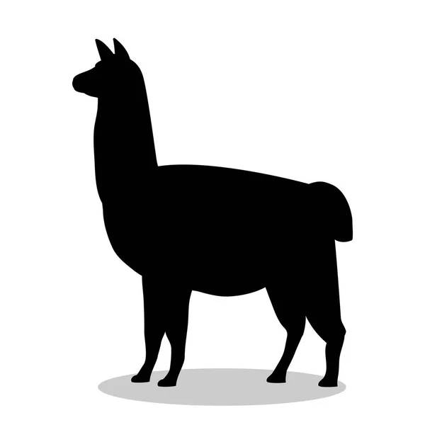 Lama mammifero nero silhouette animale — Vettoriale Stock