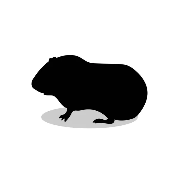 Guinée porc animal de compagnie rongeur noir silhouette animal — Image vectorielle