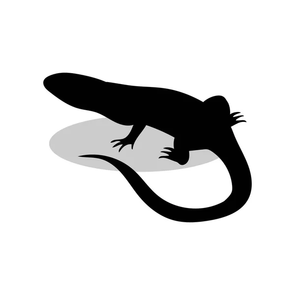 Șopârlă reptilă siluetă neagră animal — Vector de stoc