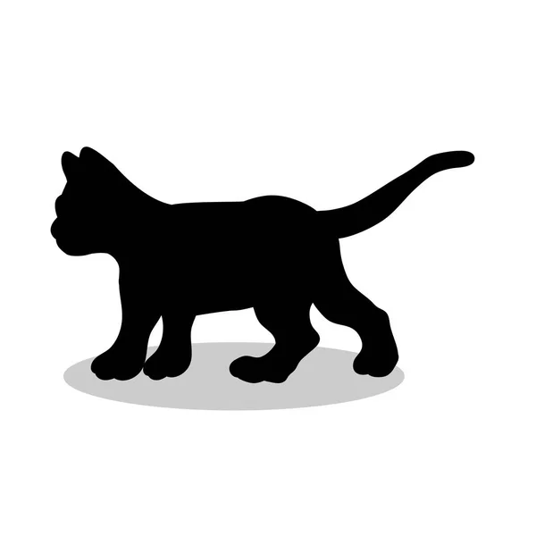 Gatito gato mascota negro silueta animal — Archivo Imágenes Vectoriales