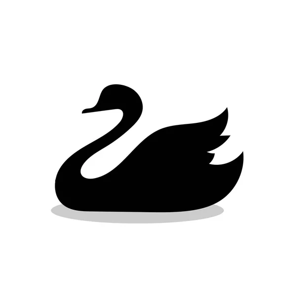 Uccello cigno silhouette animale nero — Vettoriale Stock