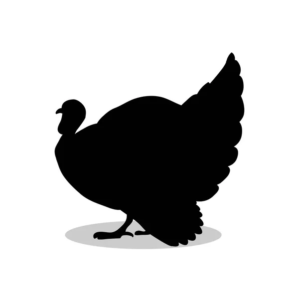 Turkiet fågel svart siluett djur — Stock vektor