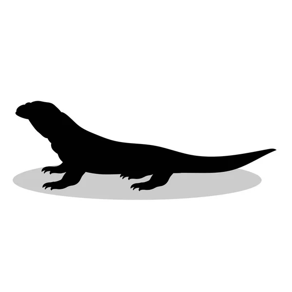 瓦兰蜥蜴爬虫黑色剪影动物 — 图库矢量图片