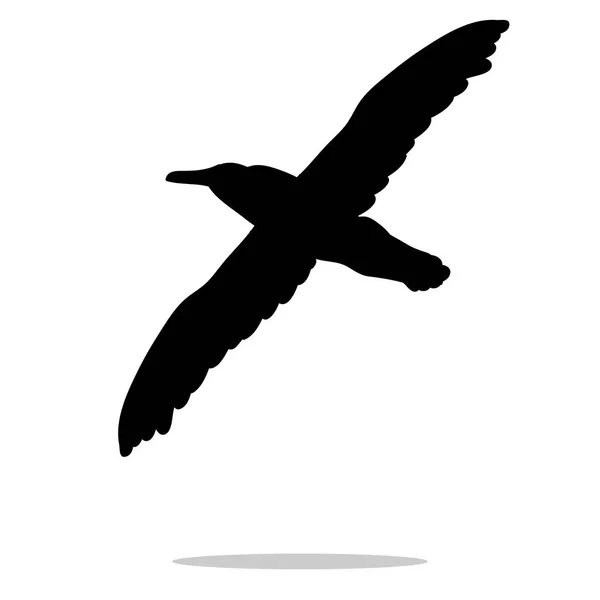 Meeuw vogel zwarte silhouet dier — Stockvector