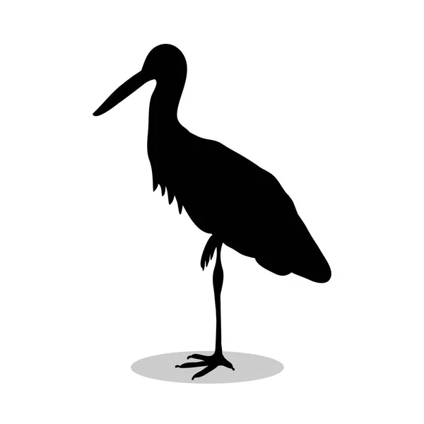 Heron oiseau noir silhouette animal — Image vectorielle