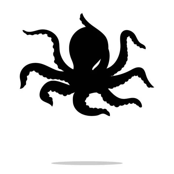 Octopus námořní černá silueta zvířete — Stockový vektor
