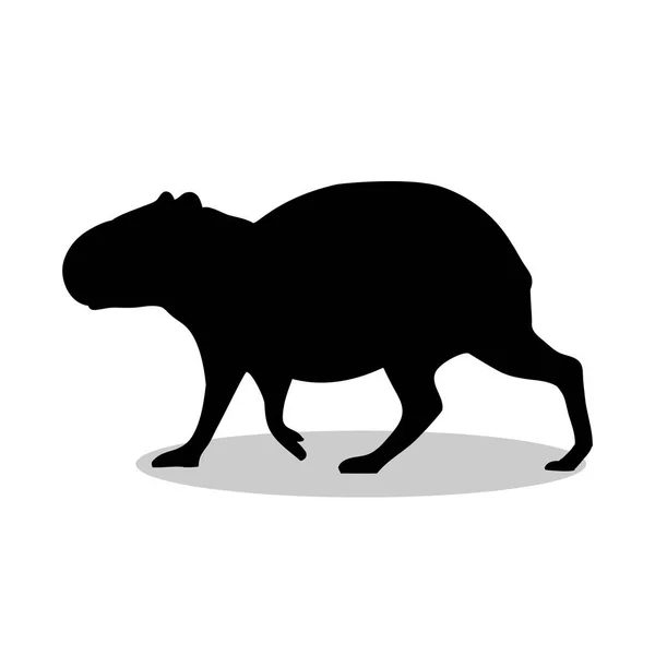 Capibara roditore mammifero nero silhouette animale — Vettoriale Stock