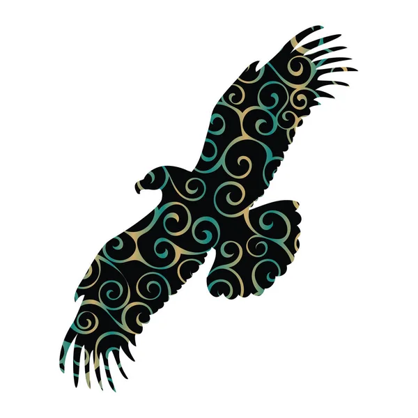 Orel pták barevný silueta zvířete — Stockový vektor