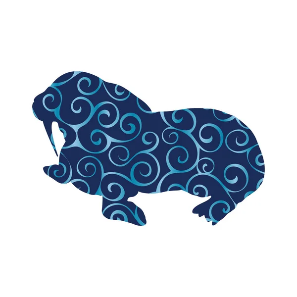 Walrus Arctische kleur silhouet dier — Stockvector