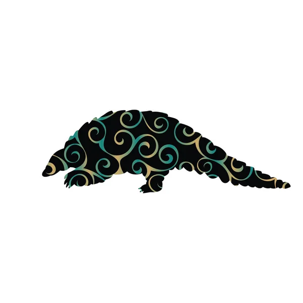 Armadillo mamífero color silueta animal — Vector de stock