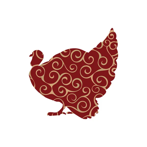Turchia uccello colore silhouette animale — Vettoriale Stock