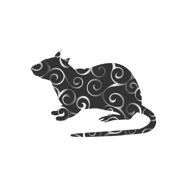 ラット マウス齧歯動物色シルエット動物 — ストックベクタ