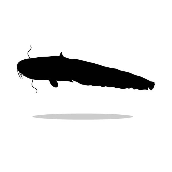 Peixe-gato animal silhueta preta aquática — Vetor de Stock