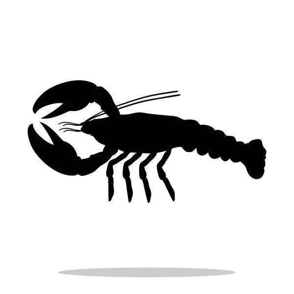 Crayfish black silhouette aquatic animal - Stok Vektor